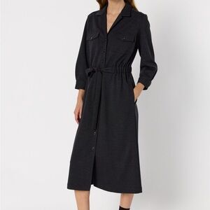 Gerard Darel Ezra Tie waist dress Elegant Black Shirt Dress